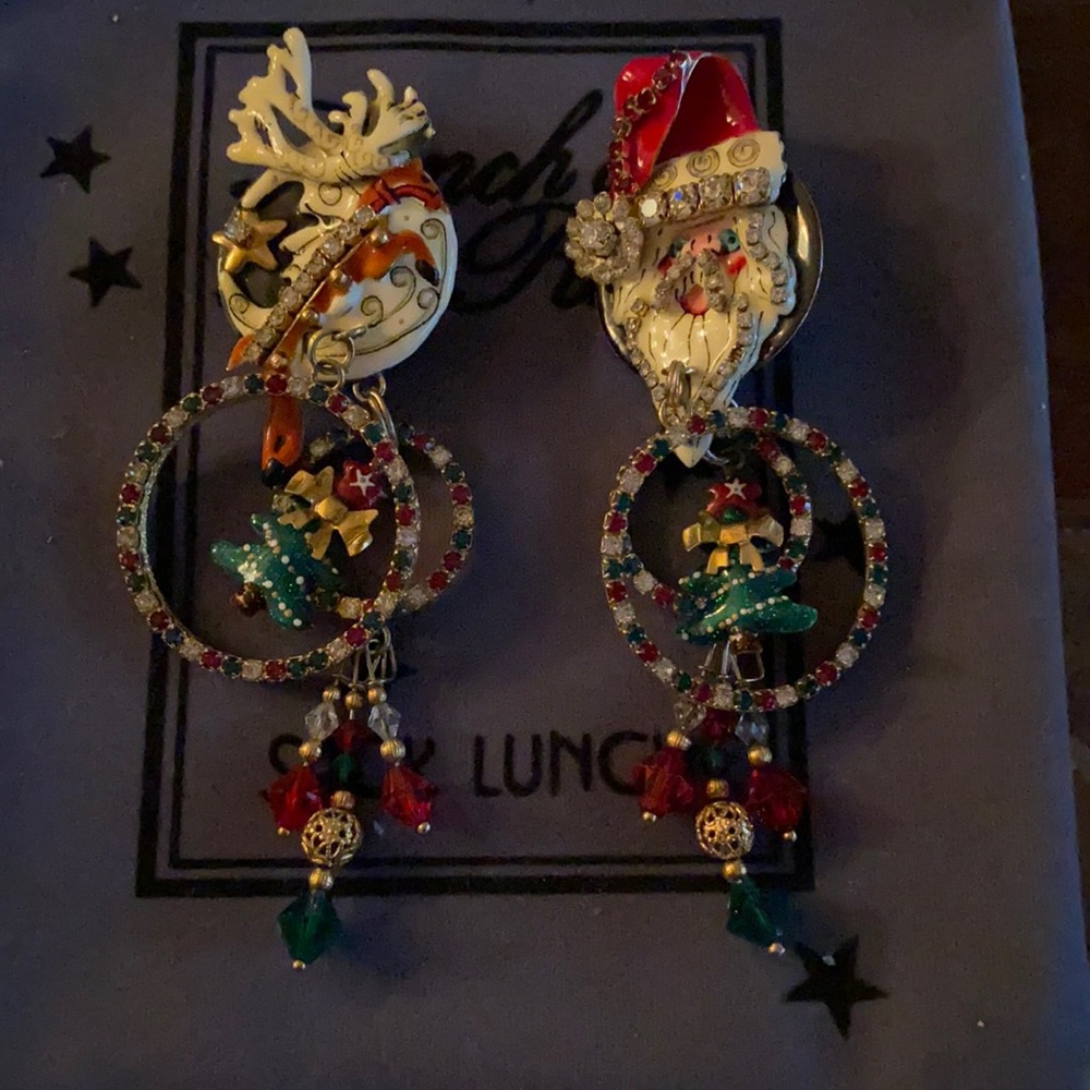 Lunch At The Ritz CHRISTMAS clip Earrings